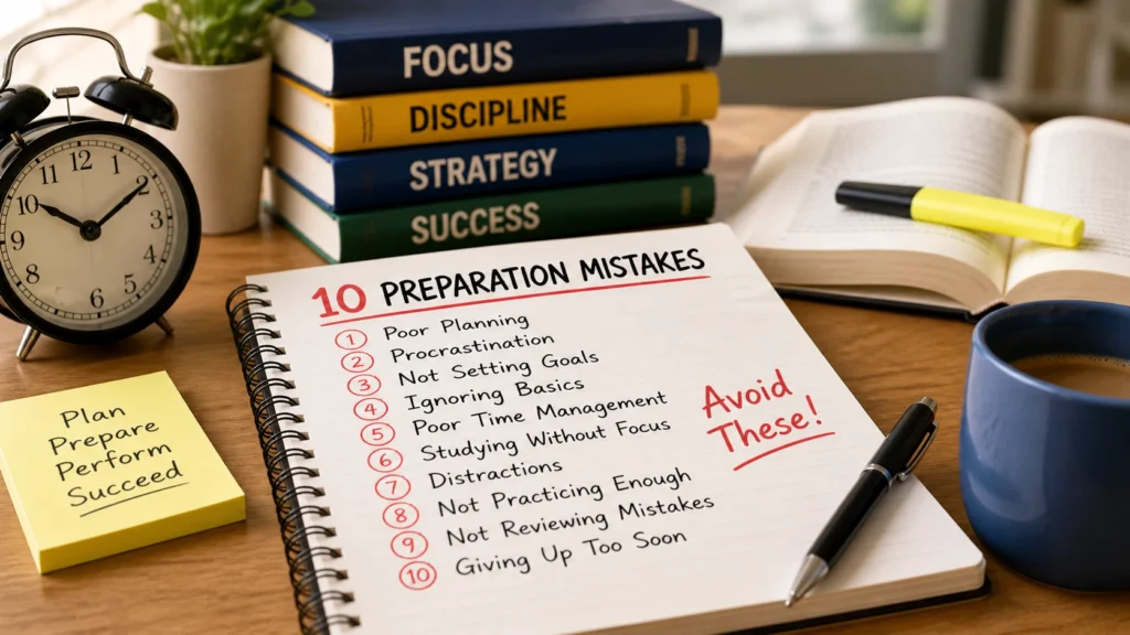checklist showing common preparation mistakes students should avoid for better planning and productivity